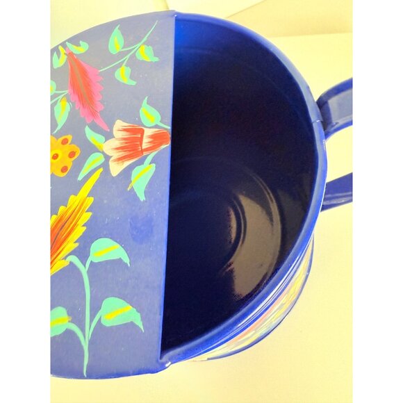 Jaipur In Bloom Floral Blue Metal Watering Can Garden Hand Painted Decorative - Picture 11 of 15